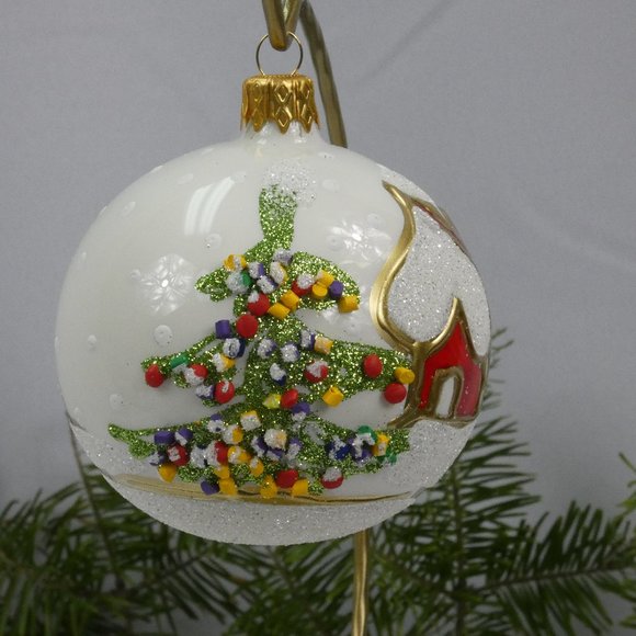Winter Village Hand Decorated Christmas Ornament 3" Blown Glass Ball**SET OF 6** - Picture 4 of 5